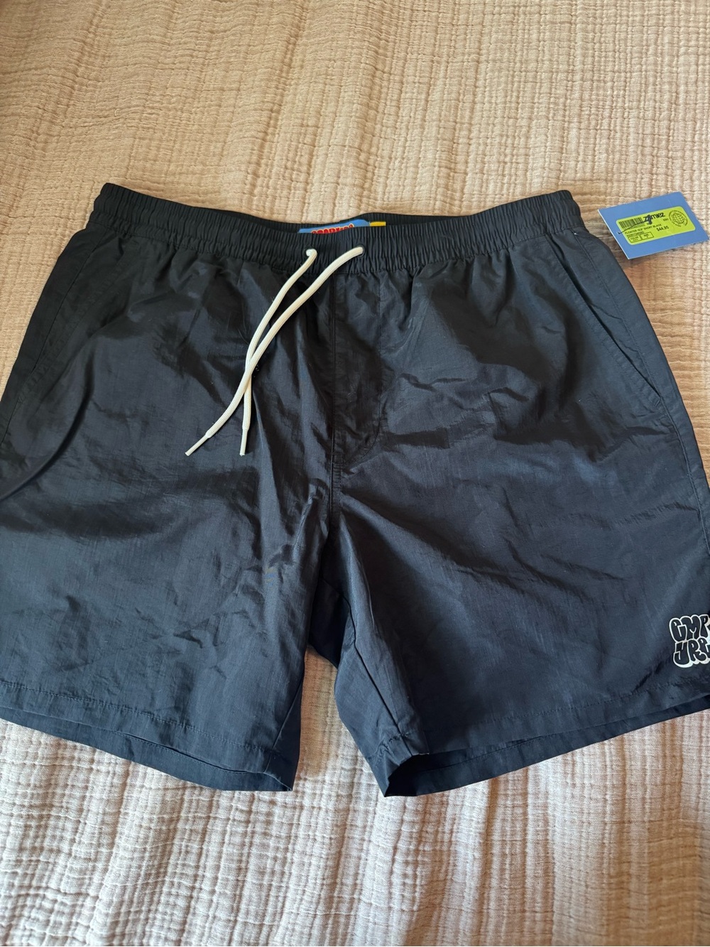 Empyre Black Men's Swim Trunks with White Drawstring